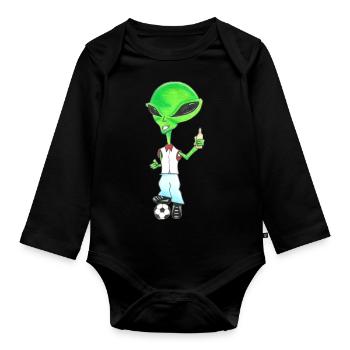 Lustiges Alien - Baby Bio-Langarm-Body - Schwarz - Vorne