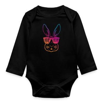 Hip Hop Rabbit Rap - Organic Longsleeve Baby Bodysuit - black - Front