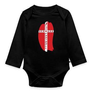 Dänemark Landkarte fußball Flagge Meisterschaft - Baby Bio-Langarm-Body - Schwarz - Vorne