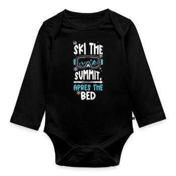 Ski the summit, après the bed - Organic Longsleeve Baby Bodysuit - black - Front