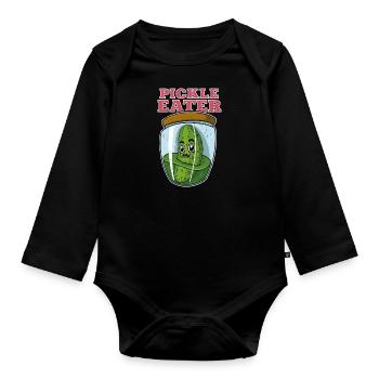 Cornichons Concombres Fruits Nourriture végétalienne Dicton - Body Bébé bio manches longues - noir - Devant