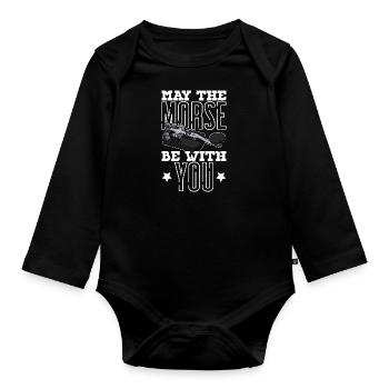 Radio Technician Radio Morse Mortar Hobby Ham - Organic Longsleeve Baby Bodysuit - black - Front