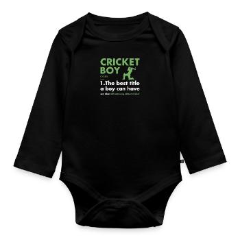 Sport Boy Définition Cricket - Body Bébé bio manches longues - noir - Devant