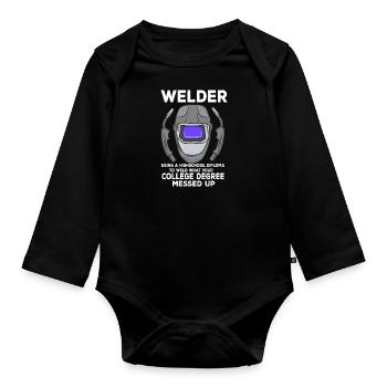 Welder Using A Diploma - Baby Bio-Langarm-Body - Schwarz - Vorne