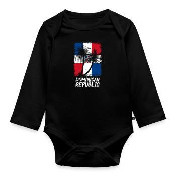 Dominican Republic Flag Dom Rep Flag Travel - Organic Longsleeve Baby Bodysuit - black - Front