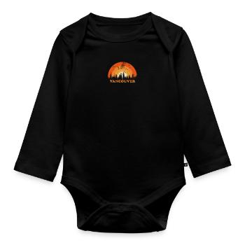 Vintage Vancouver British Columbia Canada Fan - Organic Longsleeve Baby Bodysuit - black - Front