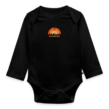 Vintage Kelowna Canada Fan rétro Cool coucher de soleil - Body Bébé bio manches longues - noir - Devant