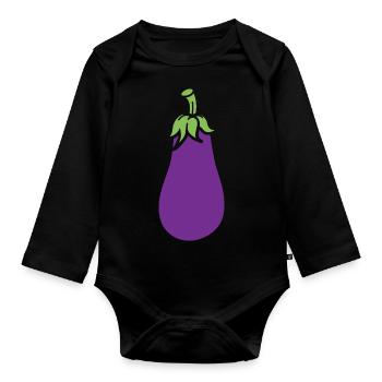 Aubergine - Body Bébé bio manches longues - noir - Devant