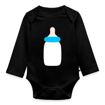 Baby 2025 Geburt Familie Geschenk Geschenkidee - Baby Bio-Langarm-Body - Schwarz - Vorne