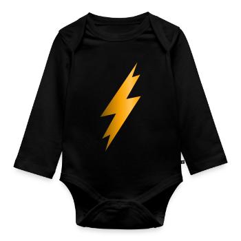 Lightning Bolt - Organic Longsleeve Baby Bodysuit - black - Front