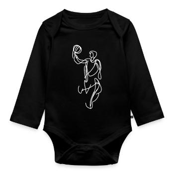 Basketball Skizze - Baby Bio-Langarm-Body - Schwarz - Vorne