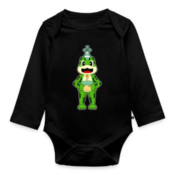 Frog Birthday Cake - Organic Longsleeve Baby Bodysuit - black - Front