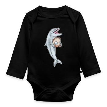 Dolphin Pearl - Organic Longsleeve Baby Bodysuit - black - Front