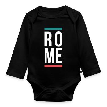 Rome City Bold Typography-Design - Baby Bio-Langarm-Body - Schwarz - Vorne