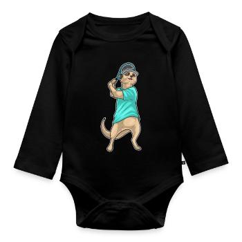 Sport de raquette de tennis de tennis à suricate - Body Bébé bio manches longues - noir - Devant
