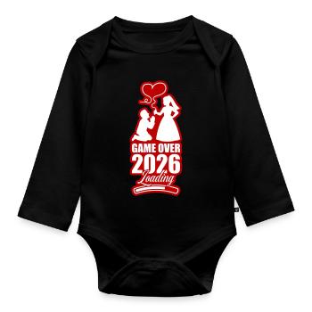 Game Over 2026 Hochzeit - Baby Bio-Langarm-Body - Schwarz - Vorne