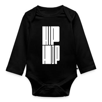 Logo typographique audacieux hip-hop - Body Bébé bio manches longues - noir - Devant