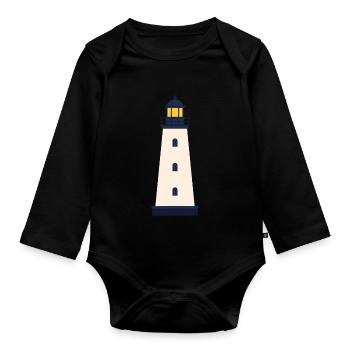 Icône de la ligne de phare Symbole vectoriel de balise côtière - Body Bébé bio manches longues - noir - Devant