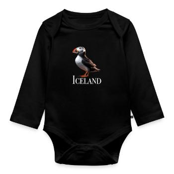 Iceland Puffin - Organic Longsleeve Baby Bodysuit - black - Front