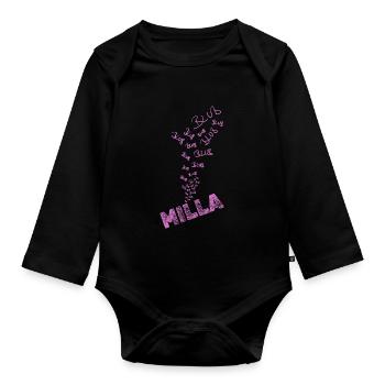 Blubbern Wassersport Wasser Vorname Milla - Baby Bio-Langarm-Body - Schwarz - Vorne