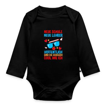 Daycare Leavers Back to School School Child Enrollment - Organic Longsleeve Baby Bodysuit - black - Front