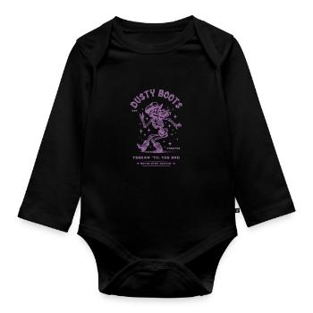 Dusty Boots Dancing Skeleton Cowboy Hat Western - Organic Longsleeve Baby Bodysuit - black - Front