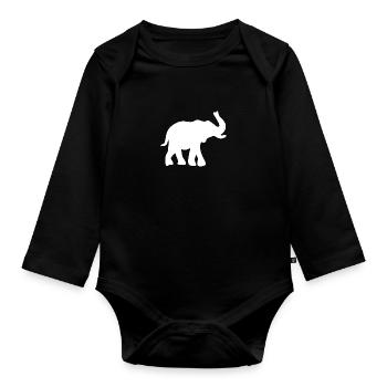 Elephant Savannah Thick-skinned - Organic Longsleeve Baby Bodysuit - black - Front