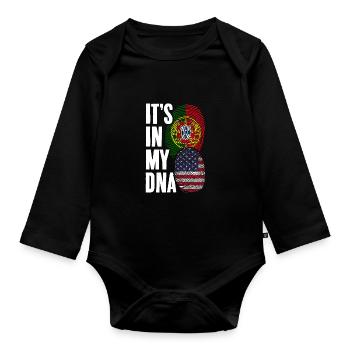 It's In My DNA Awesome American Portuguese A - Baby Bio-Langarm-Body - Schwarz - Vorne