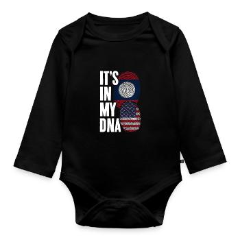 Funny Half Laotian Half American Fingerprint It's - Organic Longsleeve Baby Bodysuit - black - Front