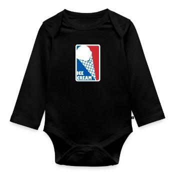 Ice Cream Eis Sommer Logo - Baby Bio-Langarm-Body - Schwarz - Vorne