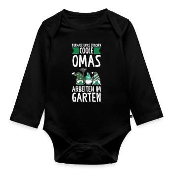 Garten Oma Gnome Gartenarbeit Geschenk - Baby Bio-Langarm-Body - Schwarz - Vorne