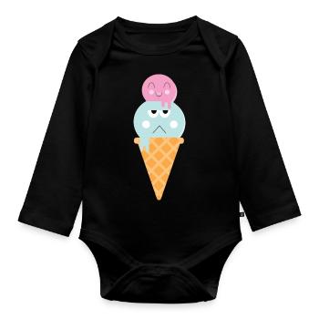 Eis glücklich sauer - Baby Bio-Langarm-Body - Schwarz - Vorne