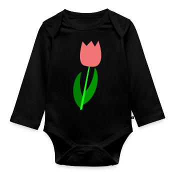 Tulipe Pays-Bas - Body Bébé bio manches longues - noir - Devant