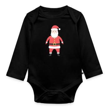 Santa Claus - Organic Longsleeve Baby Bodysuit - black - Front