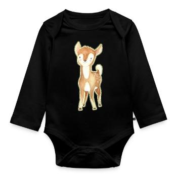 Wir lieben Rehe! Besonders das Rehkitz! - Baby Bio-Langarm-Body - Schwarz - Vorne