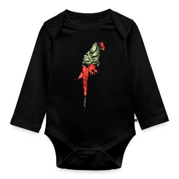 Flowers Bird Exotic Animal Gift Macaw Parrot - Organic Longsleeve Baby Bodysuit - black - Front
