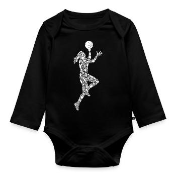 Symboles de basket-ball Fille Joueur de basket-ball - Body Bébé bio manches longues - noir - Devant