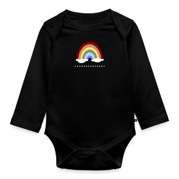 Regenbogenbaby (weiße Schrift) - Baby Bio-Langarm-Body - Schwarz - Vorne