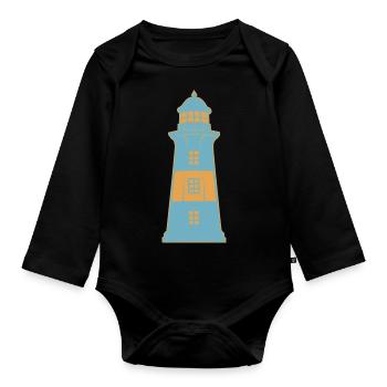Leuchtturm maritim Küste - Baby Bio-Langarm-Body - Schwarz - Vorne