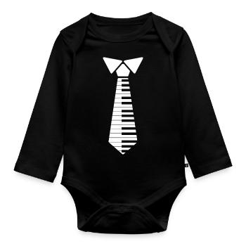 Cute Piano For Men Women Piano Tie Keyboard Player - Organic Longsleeve Baby Bodysuit - black - Front
