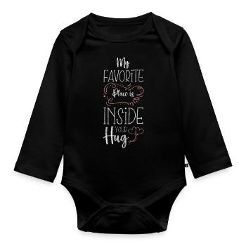 Amour Câlin Coeur Doux - Body Bébé bio manches longues - noir - Devant