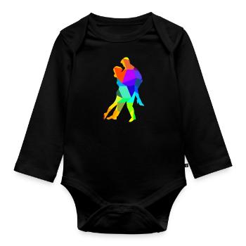 Tango Danse Danse Couple Arc-en-ciel Couleurs Polygone - Body Bébé bio manches longues - noir - Devant