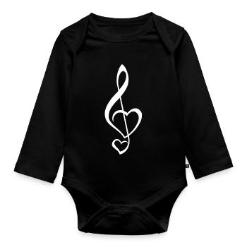 Sheet music key white/Music-Lover - Organic Longsleeve Baby Bodysuit - black - Front