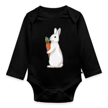 Rabbit Carrot - Organic Longsleeve Baby Bodysuit - black - Front