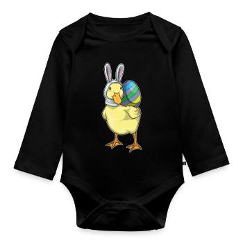 Oreilles de lapin de Pâques canard - Body Bébé bio manches longues - noir - Devant