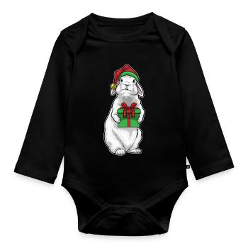 Forfait Noël lapin - Body Bébé bio manches longues - noir - Devant