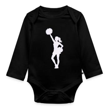 Silhouette de pom-pom girls avec pompons - Body Bébé bio manches longues - noir - Devant