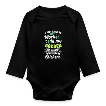 I Just Want To Work In My Garden And Hang Out With - Baby Bio-Langarm-Body - Schwarz - Vorne