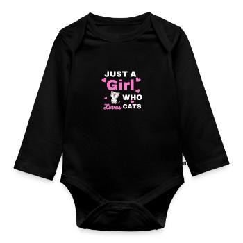 Juste une fille qui aime les chats - Body Bébé bio manches longues - noir - Devant