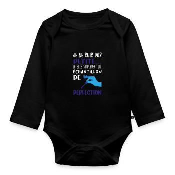 Je suis un échantillon de perfection - Body Bébé bio manches longues - noir - Devant